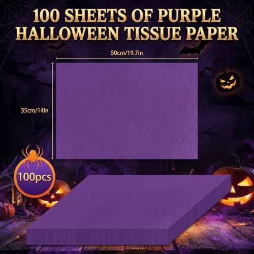 Purple Tissue Paper - 100 Sheets Gift Wrapping Paper for Halloween Decor