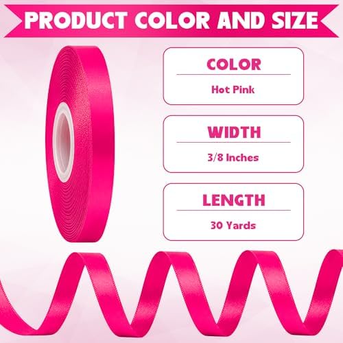 3/8In 30Yards Rose Red Thin Ribbon for Gift Wrapping Valentine's Wedding