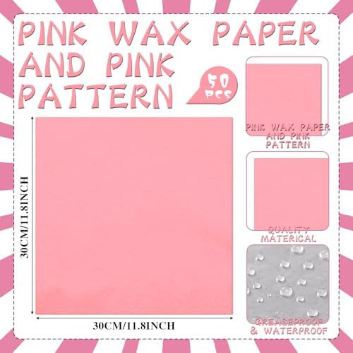 Geosar 100 Pcs Gingham Paper Food Tray with Wax Paper,Pink