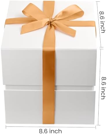 LIFELUM White Gift Box for Wedding with Magnetic Lid, 8.6"x8.6"x8.6"