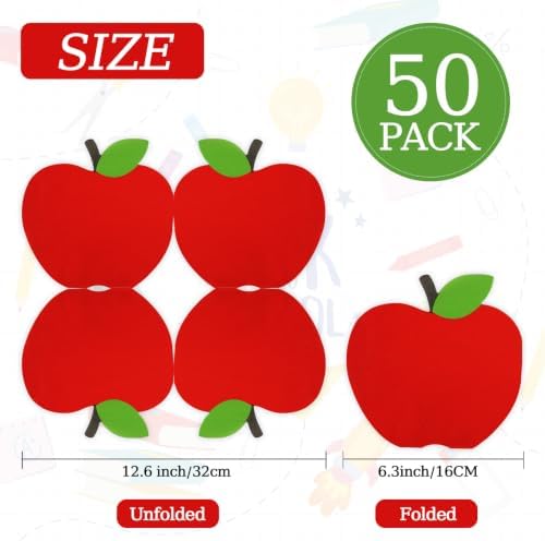 50 Pcs Back to School Apple Napkins, 6.5 Inch School Napkins