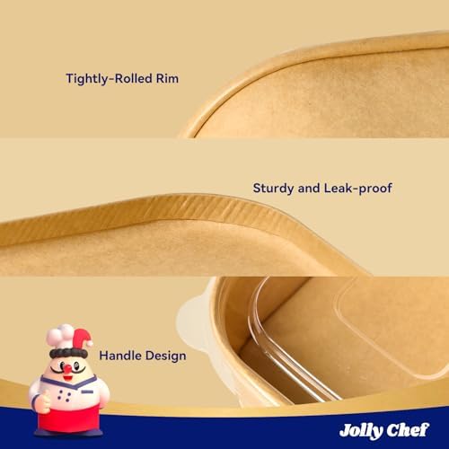 JOLLY CHEF 50 Pack Paper Food Container with Lid 25 oz Meal Prep Containers