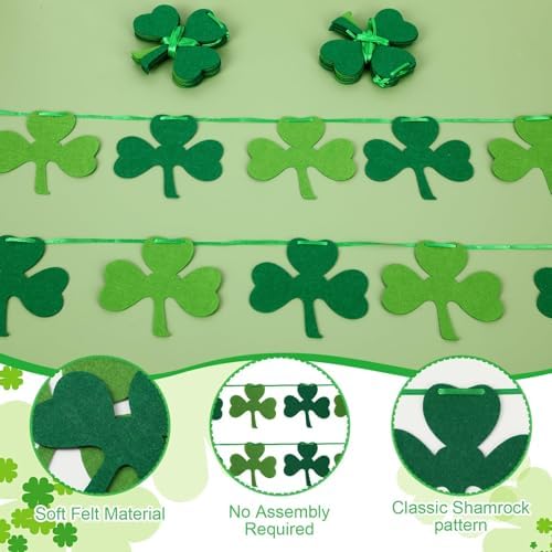 MARFOREVER 4 Pcs Felt Shamrock Banner St Patrick's Day Decorations