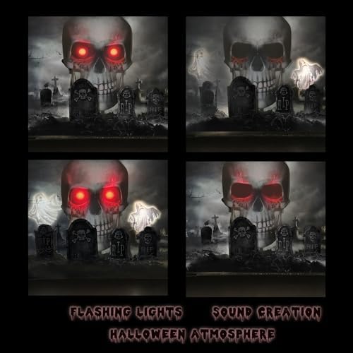 3D Greeting Pop Up Halloween Card with light and music, For Kids, Friend, Boyfriend, Girlfriend, Husband, Him, Women - Skull, Trick Or Treat, Ghost, Pumpkin Envelope