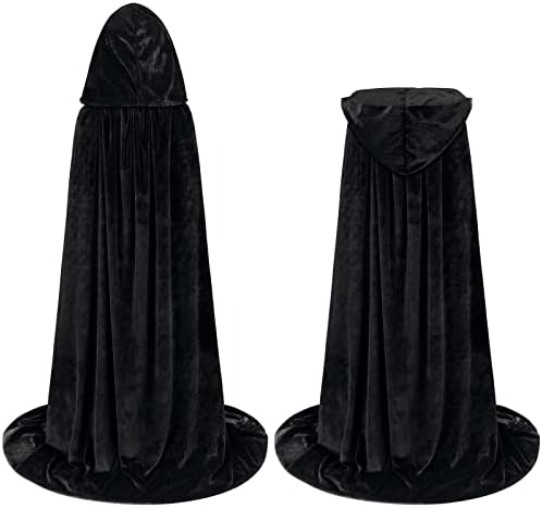 Sarfel Hooded Cloak Velvet Cape with Hood Halloween Capes Women Witch Costume Vampire Cloak Wizard Robe Men Cosplay Costume
