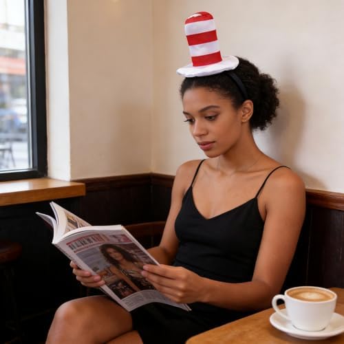 Halloween Red and White Striped Stovepipe Top Hat for Dress Up Adults Women