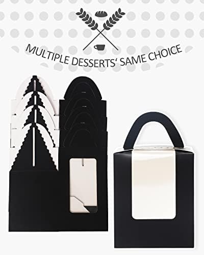 qiqee Auto Pop-up Black Cupcake Boxes Individual 100 Packs Cupcake Holders Disposable Single Cupcake Boxes with Window 3.7"x3.7"x4.5" Cupcake Containers