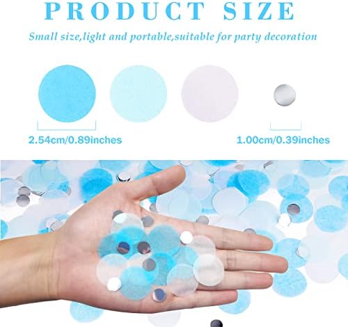 VCOSTORE Blue White Round Tissue Confetti for Baby Shower Wedding Decor
