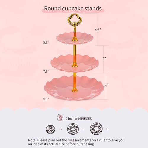 Pack of 11 NWK Cake Stand Set of Cupcake Stand, Tray & Table Cloth (Pink)