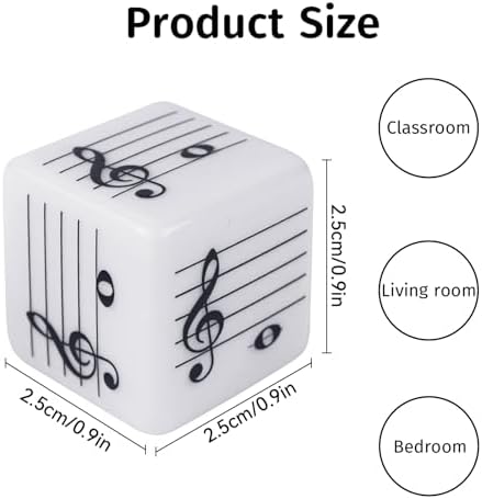 oyeftp Fun Five-Line Staff Music Note Dice for Theory Learning, Large 20mm Educational Dice Set, Includes Treble Clef & Bass Clef Dice for Classroom Music Games