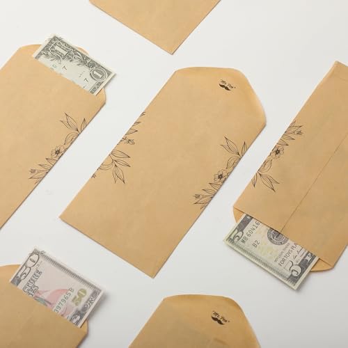 Mr. Pen- Money Envelopes for Cash, 6.5" x 3.5", 100 Pack, Kraft Paper | Self-Adhesive Bulk Cash Envelopes for Budgeting, Money and Coin Saving, Check, Budget, Small Item Organizing