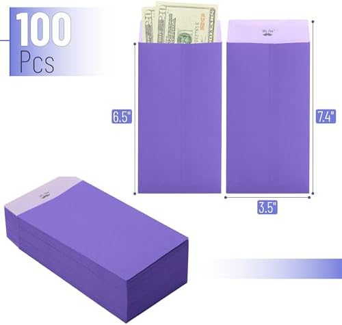 Mr. Pen- Money Envelopes for Cash, 6.5" x 3.5", 100 Pack, Kraft Paper | Self-Adhesive Bulk Cash Envelopes for Budgeting, Money and Coin Saving, Check, Budget, Small Item Organizing