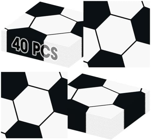 40 Pcs Soccer Napkins - Disposable Soccer Themed Party Decor Supplies, Soccer Ball Design Paper Napkins for Sport GameDay Birthday Party Favors Decorations