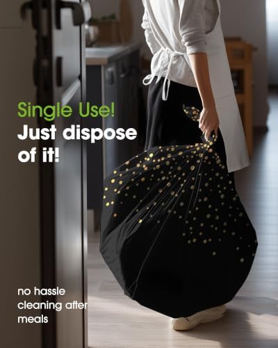 Pureegg Plastic Table Cloth Disposable 54x108 Inch 10 Pack, Black Gold
