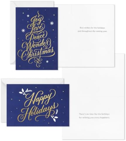 Hallmark Bulk Christmas Cards, Assorted 72-Pack (Blue and Gold)