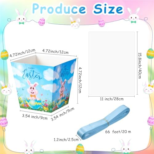 Pajean 24 Pcs Easter Treat Boxes with Gift Wrap and Ribbon