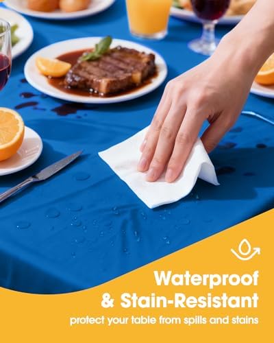 Niuara Blue Plastic Table Cloth Disposable, 4 Pack, 54 x 108 in