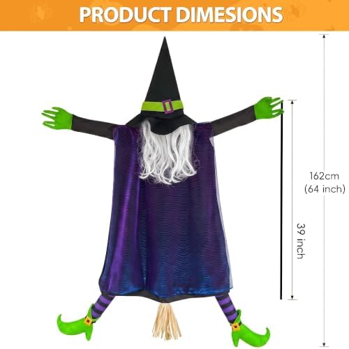 64" Large Crashing Witch into Tree Halloween Outdoor Decoration