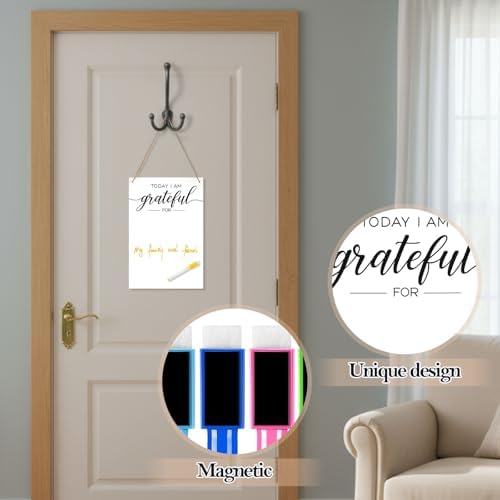 Gersoniel Thanksgiving Dry Erase Board with 8 Marker Acrylic Gratitude Board for Wall Assembled Today I Am Grateful for Dry Erase Decor, Wet Wipes Can Be Wiped