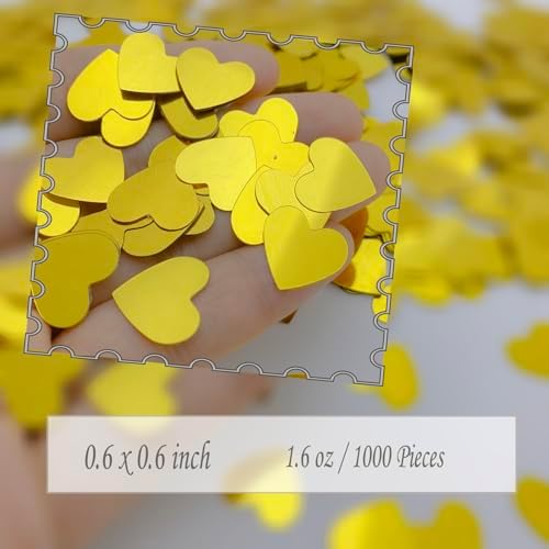 Heart Confetti Valentine's Day Table Confetti Metallic Foil for Party Wedding Happy Birthday Baby Showe Bridal Shower Festival Theme Party Decorations Supplies(Gold)