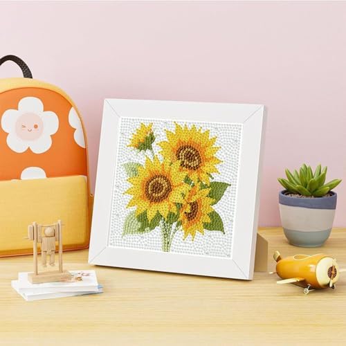 Sunflower Diamond Art Kits for Kids with Frame,Diamond Painting Kit for Kid