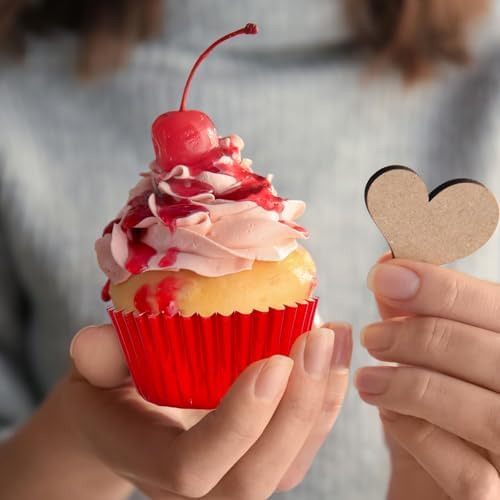 JarThenaAMCS 200Pcs Red Pink Foil Cupcake Liners Foil Metallic Baking Cups Cupcake Wrappers Muffin Liners for Valentine Christmas Birthday Wedding Party Supplies