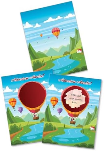 Make Your Own DIY Scratch Off Cards 20 Pack 3 in 4 in Note Cards and Stickers Adventure Awaits Hot Air Balloon 20 pack