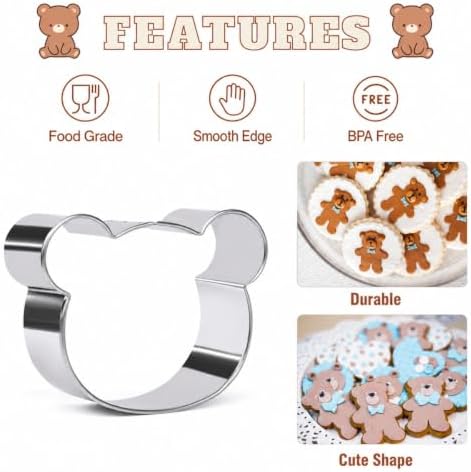 Teddy Bear Cookie Cutter Set - 3 Pieces Stainless Steel for Baking