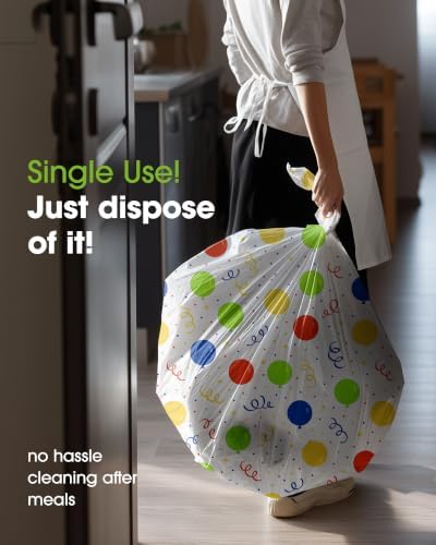 Pureegg Plastic Table Cloth Disposable 54x108 Inch 10 Pack, Rainbow