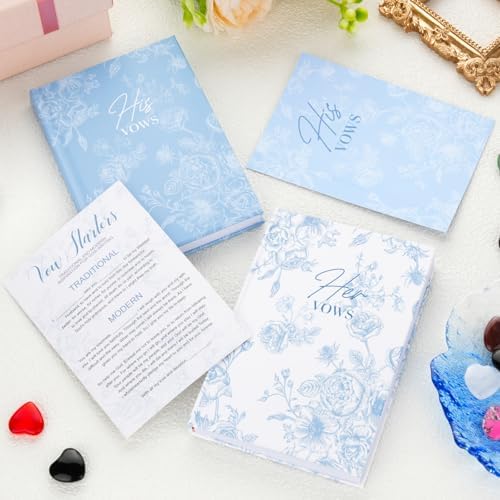 2 Pcs Vow Books His and Hers Floral Wedding Vow Books with 60 Pages