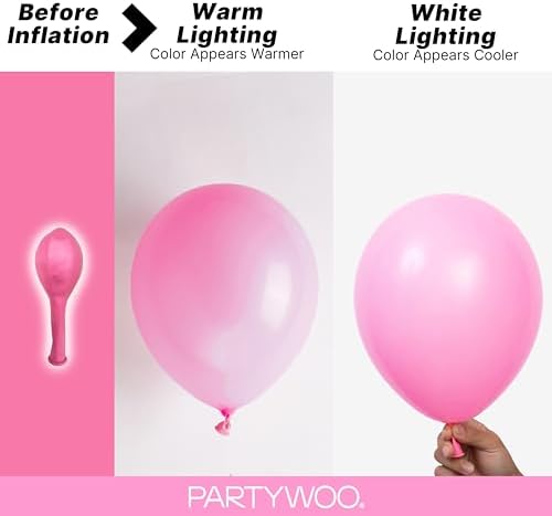 PartyWoo Pink Balloons 140pcs Matte Pink Balloons Different Sizes