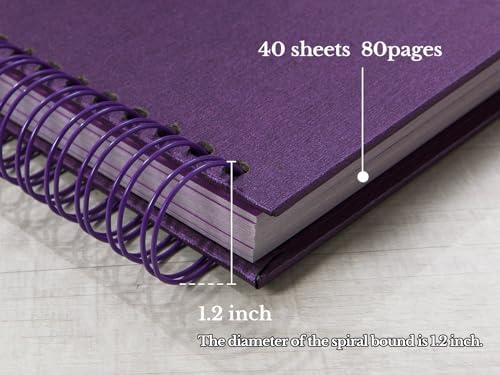 potricher 8 x 8 Inch DIY Scrapbook Album 80 Pages with Kraft Paper, Purple