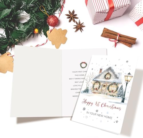 Christmas New Home Card, Funny Xmas Housewarming Gifts for Men and Women, First Christmas in Your New Home Cards, Holiday Congratulations on Your New House Cards