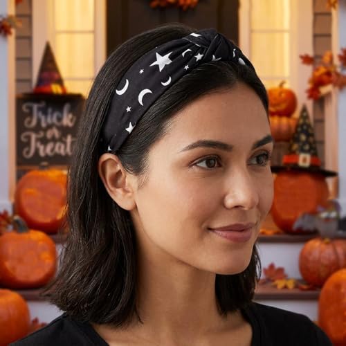 Ardorchid Halloween Headbands for Women Girls Ghost Skeleton Pumpkin Spider Web Black Star Moon Hairbands (4PCS Halloween Headbands)