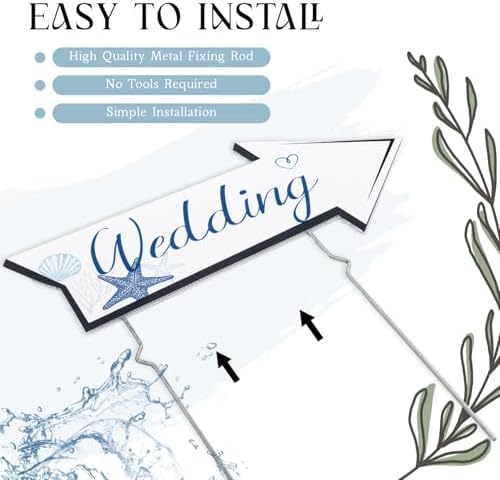 Wenqik 10 Pcs Seashell Wedding This Way Directional Parking Signs Outdoor