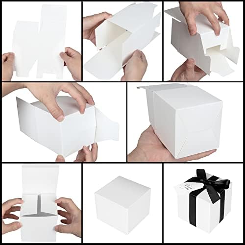 100 Pack Small Gift Boxes, 3x3x3 Inches Favor Boxes White Paper Gift Boxes with Lids for Presents, Crafting, Cupcake Boxes, Gifts, Candy Boxes for Wedding Party Bridal Shower Baby Shower Favors