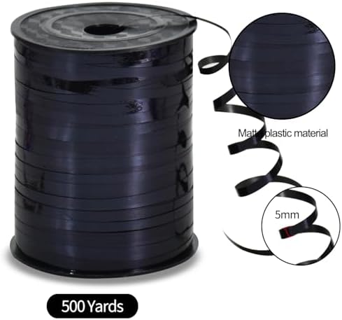 TONIFUL 500 Yards Curling Ribbon-Balloon String - Shiny Black Metallic for DIY Decor, Gift Wrapping, Bows for Christmas, New Year, Birthday, Graduation