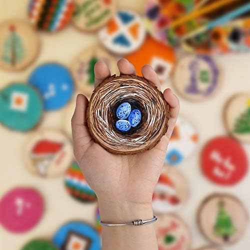 Fuyit Unfinished Wood Slices with Hole, Drilled Wooden Circle for Crafts