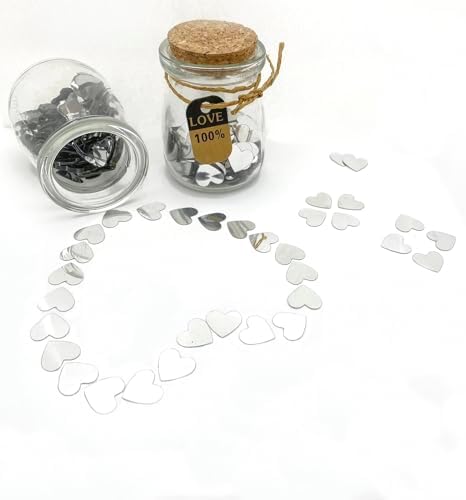 Heart Confetti Valentine's Day Silver Table Confetti Metallic Foil for Party Wedding Happy Birthday Baby Showe Bridal Shower Festival Theme Party Decorations Supplies(Silver)