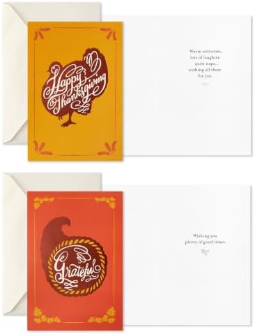 Hallmark Thanksgiving Cards with Envelopes, 16-Pack (Plenty Thankful)