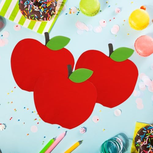 50 Pcs Back to School Apple Napkins, 6.5 Inch School Napkins