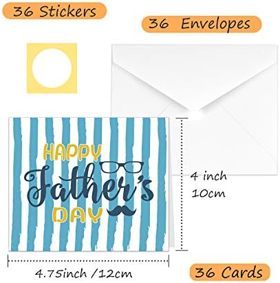 TUPARKA 36 Pack Father's Day Greeting Cards with Envelopes, 6 Assorted Unique Designs for Father's Day