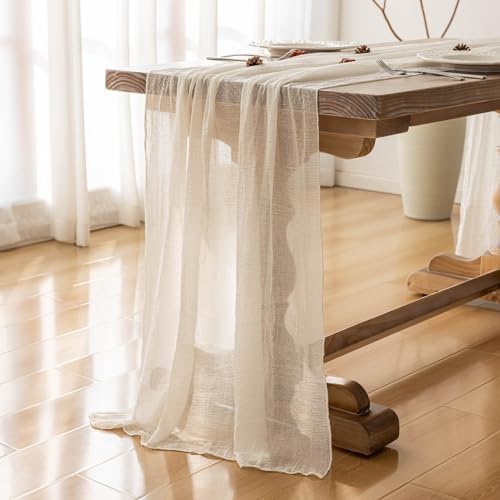 10Pcs White Cheesecloth Table Runner 120 Inches for Party Home Decor