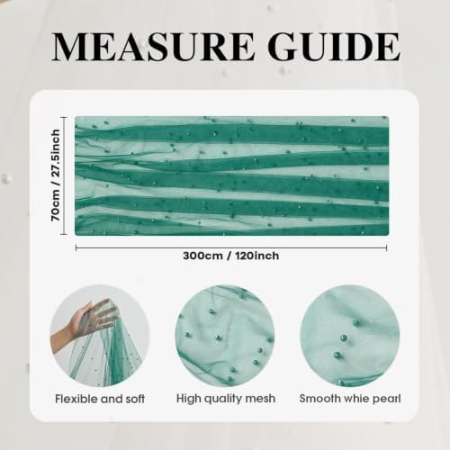 Artoid Mode 3-Pack Pearl Dark Green Gauze Table Runner 10FT Home Decor