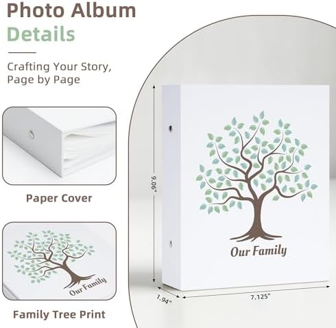 Family Tree 4x6 Photo Album, 200 Pocket Family Memory Book, Beige