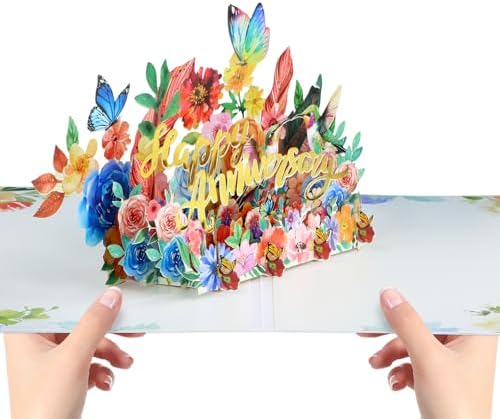 FaCraft Large Anniversary Card for Couple - 3D Pop Up Music & Light Valentines Wedding Anniversary Card Gifts with Envelope, Blank Insert and Seal, for Spouse Husband Wife Him Her