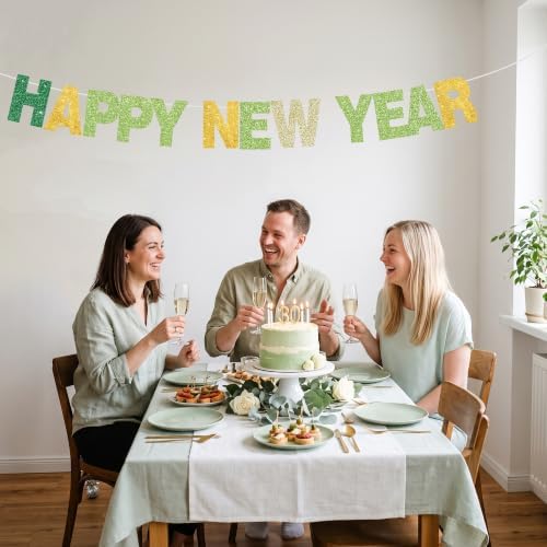 BEISHIDA 116 PCS A-Z DIY Letter Banner Kit Make Your Own Banner Including 111 Letters and Numbers 3 Rope and 2 Threading Device,Customized for Birthday Graduation Wedding Decor Glitter Green Gold