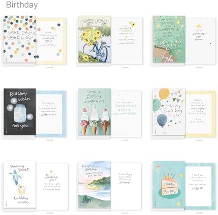 American Greetings 65-Count All-Occasion Greeting Card Pack, Assorted Watercolor & Playful Illustration Designs designed by Kathy Davis Studios, A6 (Pack of 4)