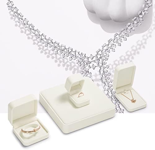 Oirlv Big Necklace Box,White Velvet Jewelry Case for Chunky/Pearl Necklace