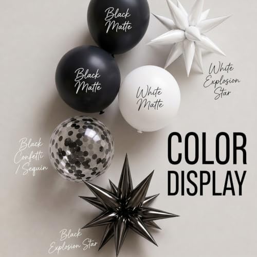 Black and White Balloons Arch Kit for Birthday New Year Party Decor